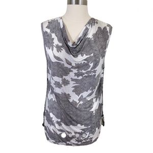 Cabo Tango Gray Floral Cowl Neck Top